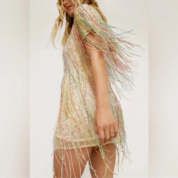 Nasty Gal Tassel Beaded Shift Dress - Picture 3 of 5